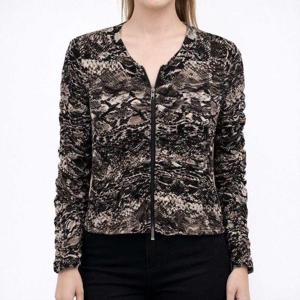 Anthracite by Muse Snake Print Jacket Size 14 Ruched Boho Y2k